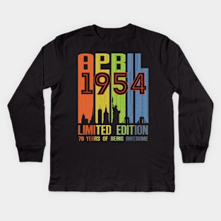 April 1954 70 Years Of Being Awesome Limited Edition Kids Long Sleeve T-Shirt